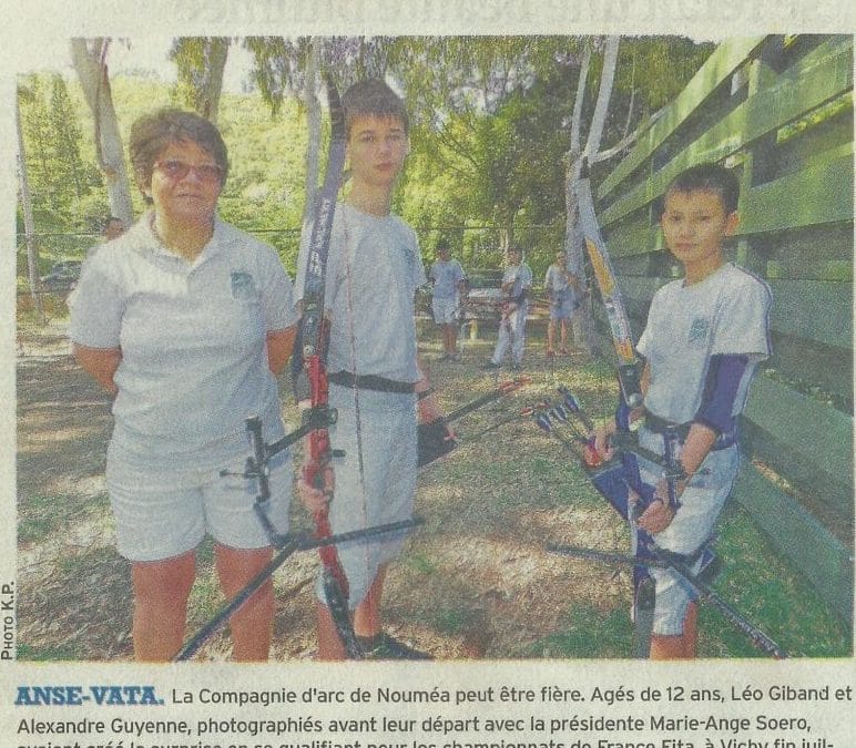 Participation de 2 jeunes aux Championnats de France FITA & FEDERAL Juillet 2016