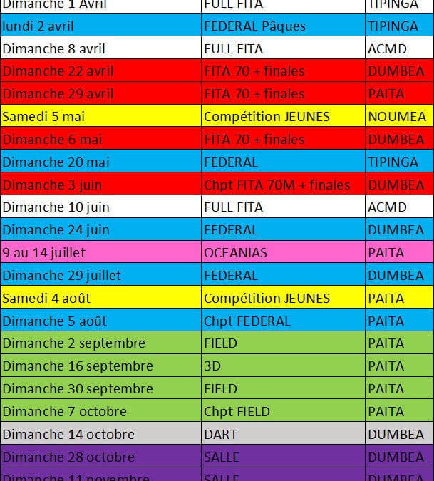 Calendrier de ligue 2018